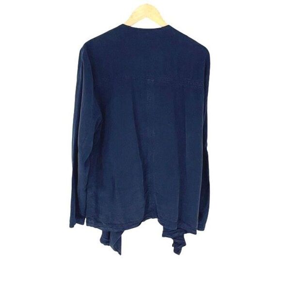 Angie Womens Open Waterfall Front Asymmetric Hem Lyocell Cardigan Jacket Navy XL - Picture 4 of 9